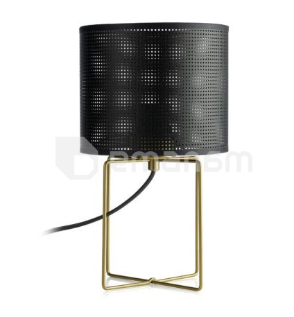 მაგიდის სანათი Luminex Loft h150 ლითონი ოქროსფერი Ø180 შავი 5292