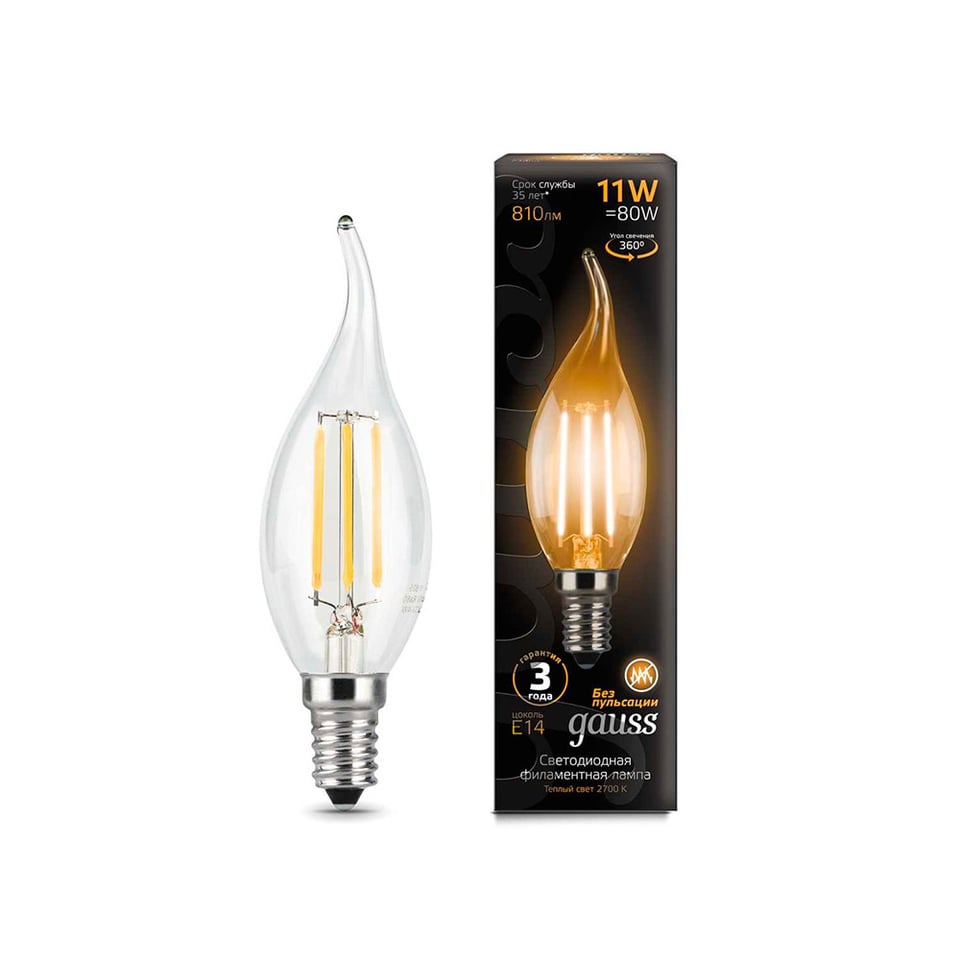 ლედ ნათურა Filament Candle tailed E14 11W 2700К - 104801111