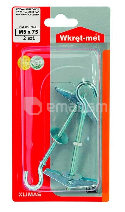 ანკერი ზამბარისებრი კაუჭით Wkret-met BM-05075-C M5x75 მმ 2 ც