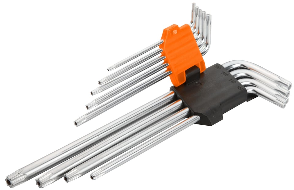 ექვსკუთხა სახრახნისის ნაკრები Wokin 207909, 9Pcs, Torx Extra Long Arm Hex Key Set, Silver