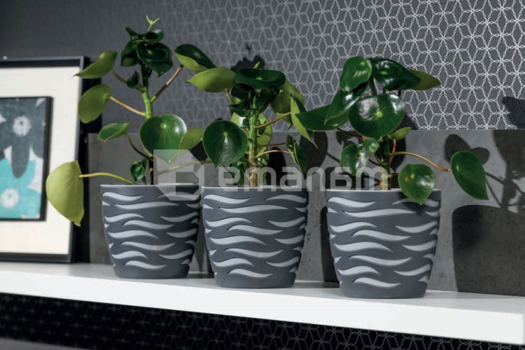 პლასტმასის ქოთანი ყვავილებისთვის FORM PLASTIC Sahara Duo 4400-014+040W Ø14 ანტრაციტი + ნაცრისფერი ჩა