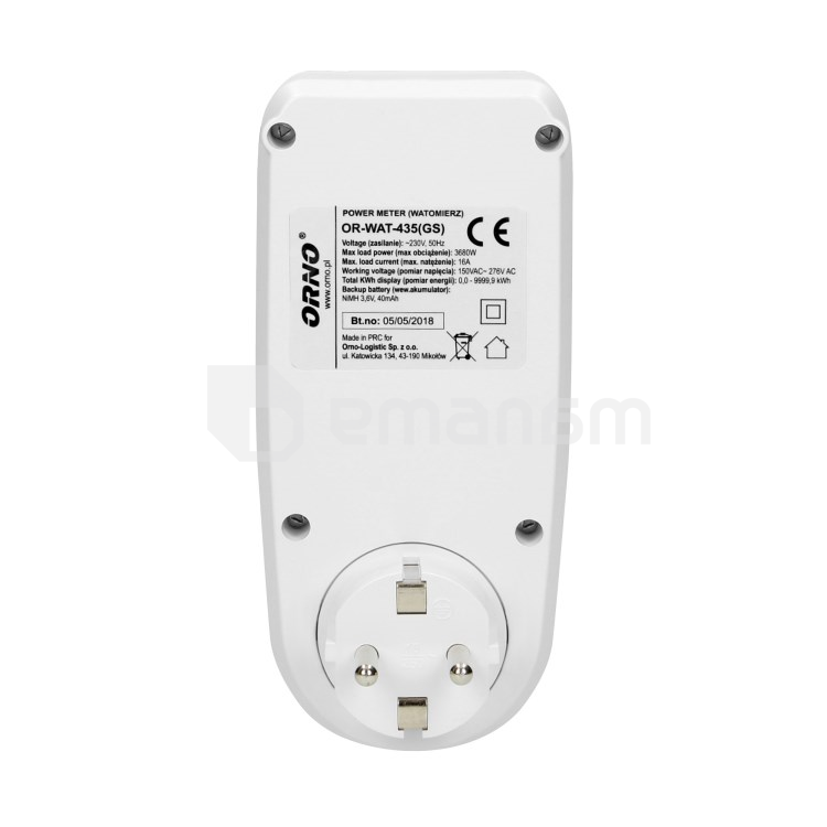 მრიცხველი ელექქტრონული ORNO Schuko OR-WAT 435 GS