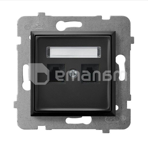 როზეტი კომპიუტერის CAT 5E Ospel Aria GPK-2U/K/m/33 2 განყოფილებიანი შავი