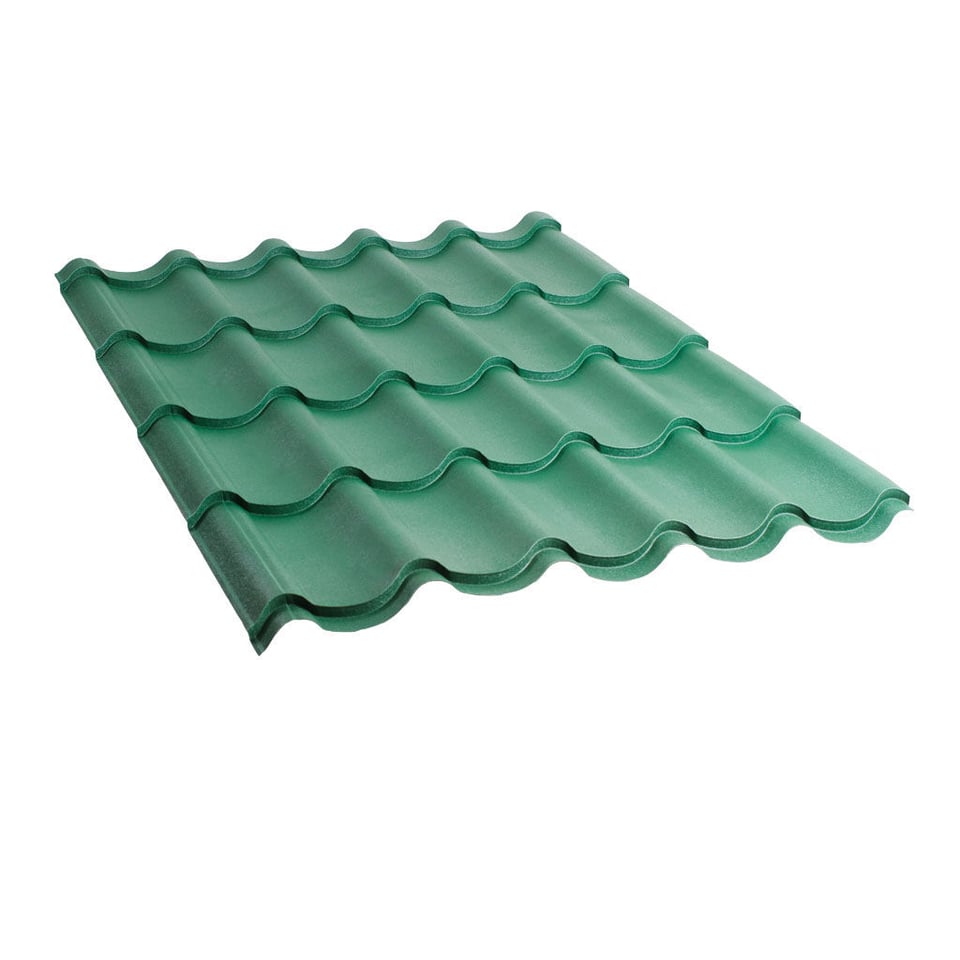 მეტალოკრამიტი ფერადი თუნუქის სახურავი 0.5X1180 ხაოიანი RAL6005 NOVA