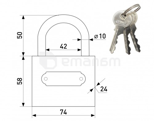 ბოქლომი ჩამოსაკიდი Soller 367-1 75 მმ პრიალა