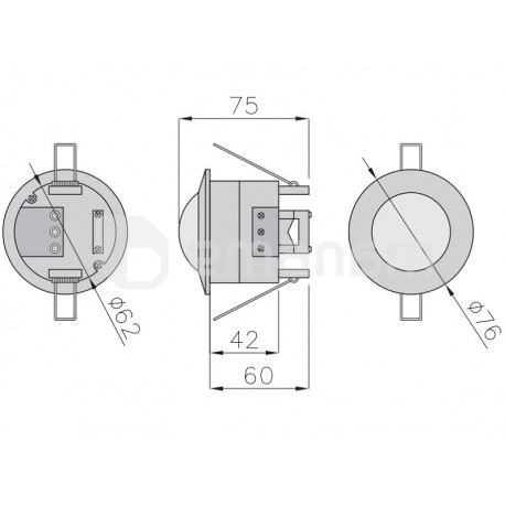 მოძრაობის სენსორი GTV CR-5 თეთრი 500W 360° ჩაფლული 6m 2.2 4 м IP20