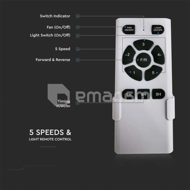 ჭაღი-ვენტილატორი V-TAC 2xE27 7918 60W