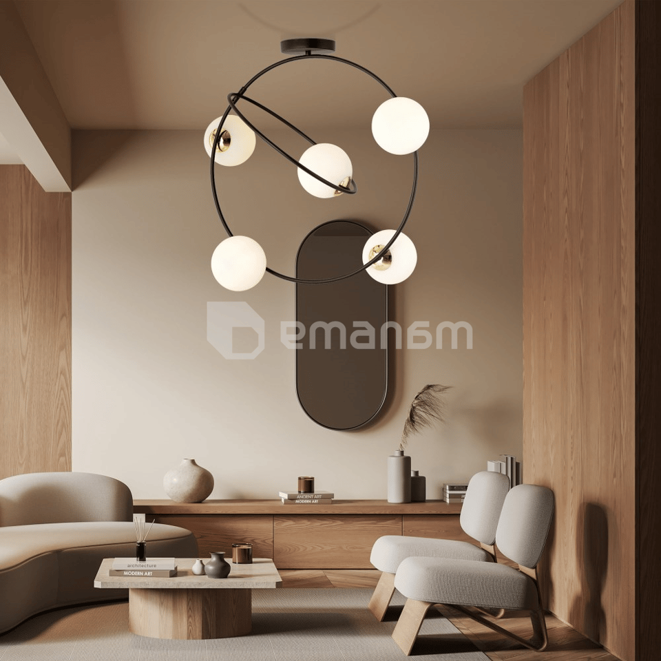 ჭაღი EMIBIG STARDOM 5 E14 Ø650 შავი opal 1293/5