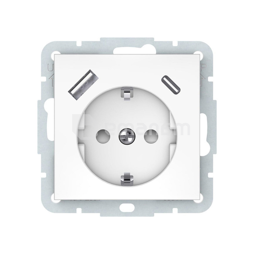 როზეტი VILMA დამიწებით 1 Schuko USB-A  Type-C თეთრი QR1000