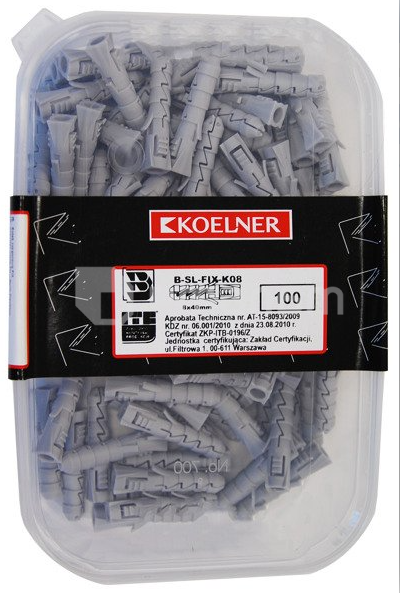 დიუბელი Koelner 8x40 მმ 100 ც FIX B-SL-FIX-K08  ყუთი
