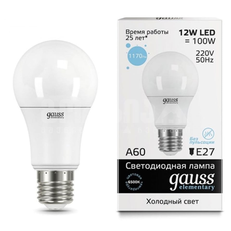 ლედ ნათურა A60 12W E27 6500K gauss el - 23232