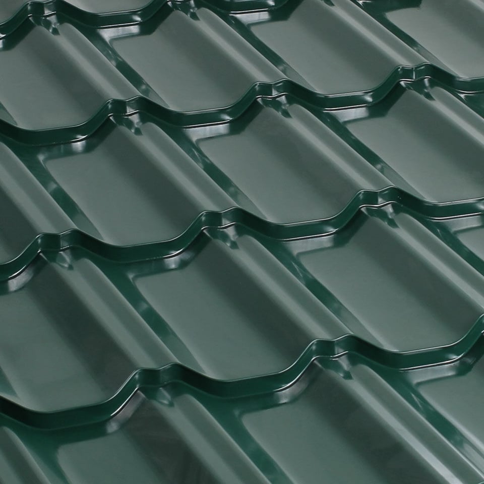 მეტალოკრამიტი ფერადი თუნუქის სახურავი 0.5X1200 პრიალა RAL6005 NOVA