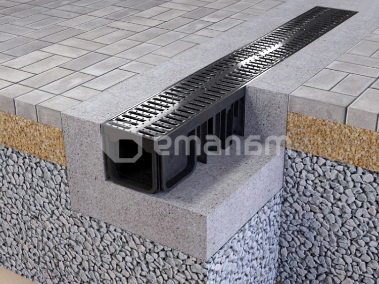 სადრენაჟო ღარი Devorex XDRAIN A15 130/90 პლასტმასის ცხაურით 0.5 მ