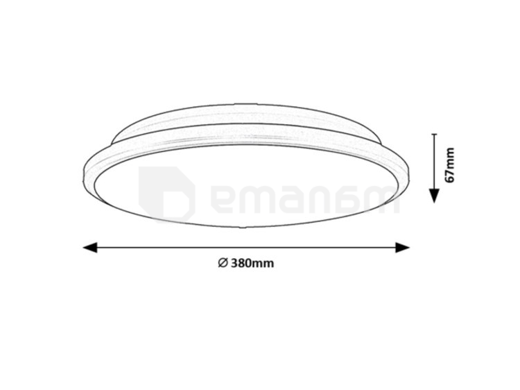 ჭერის სანათი Rabalux Engon 23W 3000K Ø380 H67 შავი თეთრი 71128