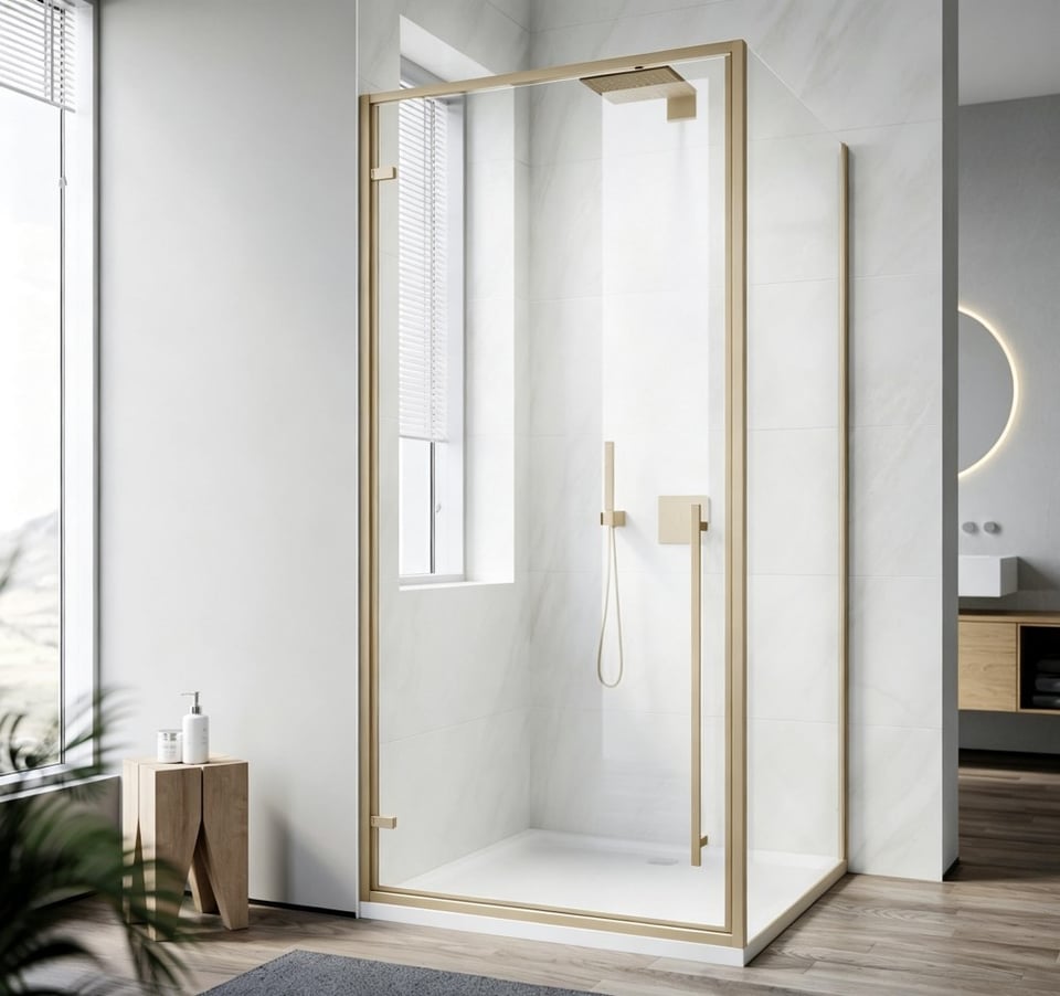 საშხაპე კაბინა Sonni AWZ65Z3-8-CL-BGO 90x90x200სმ Brushed Gold (პადონის გარეშე)