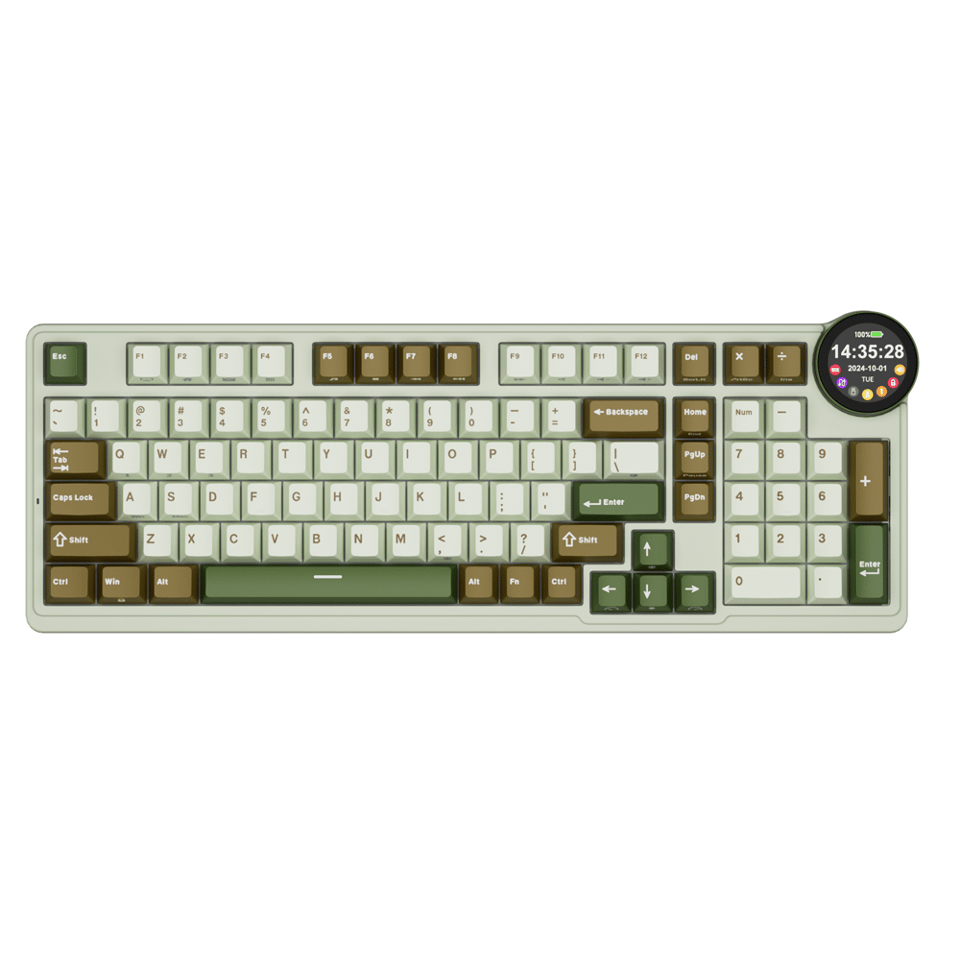კლავიატურა Royal Kludge RK N99 RGB Mechanical Keyboard, Cream Switch, Hot Swappable, Wireless, USB, Bluetooth, 2.4GHz, Palm Green