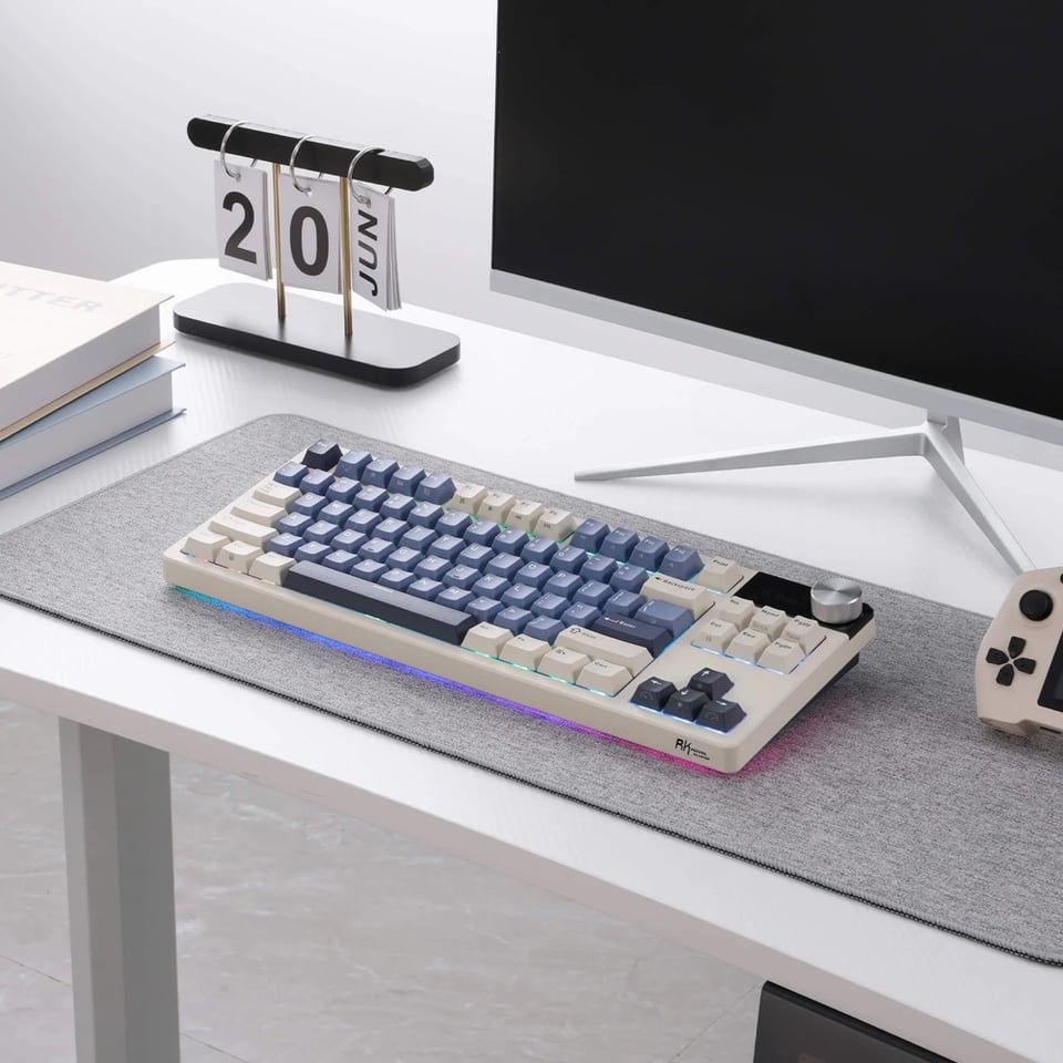 კლავიატურა Royal Kludge RK S85 RGB Mechanical Keyboard, Cloud switch, Hot Swappable, Wireless, Type-C, Bluetooth, 2.4GHz, Horizon Blue