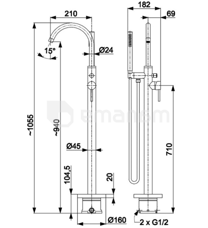 დასადგამი ონკანი აბაზანისთვის KFA Moza Gold