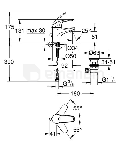 ხელსაბანის შემრევი Grohe Start Eco 23264000