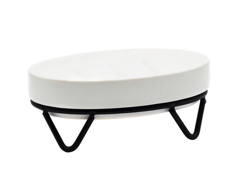 2163301 სასაპნე Soap dish Mila, white ceramics / Iron