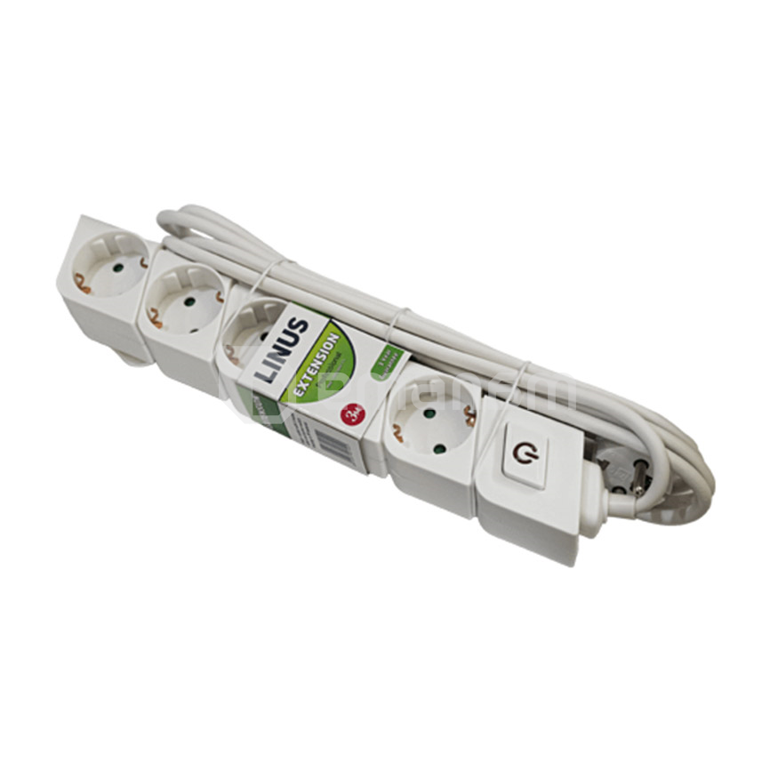 დამაგრძელებელი LINUS 5 5 დამიწებით და ჩამრთველით