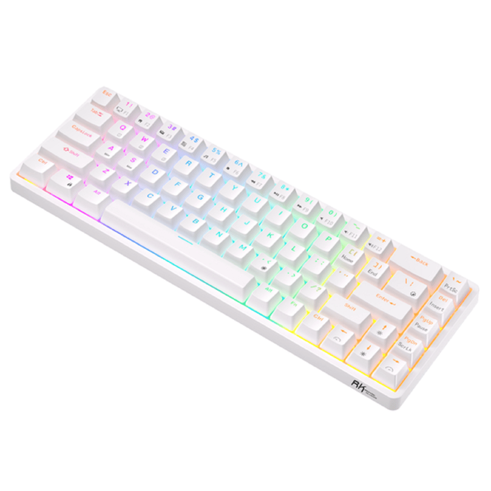 კლავიატურა Royal Kludge RK G68 RGB Mechanical Keyboard, Red switch, Hot Swappable, Wireless, USB Type-C, 2.4 GHz, Bluetooth, White