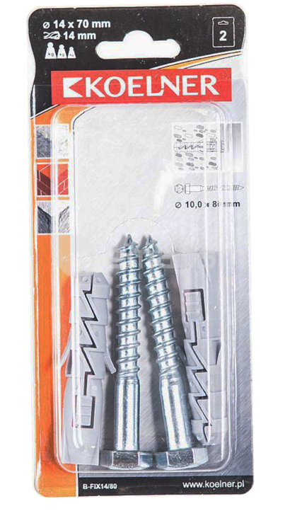 დიუბელი Koelner 2 ც B-FIX14/80 10x80mm ბლისტი
