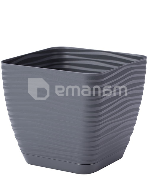 პლასტმასის ქოთანი დასადგამით FORM PLASTIC Sahara petit square 3610-014 Ø13 ანტრაციტი