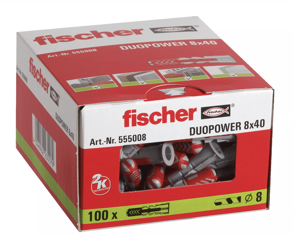 დუბელი DUOPOWER 8x40 S | ჭანჭიკით (50 ცალი)