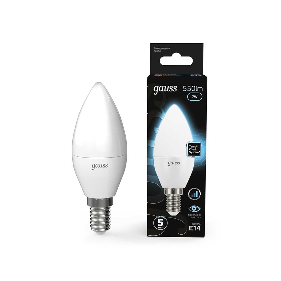 ლედ ნათურა Candle E14 6.5W 4100K gauss - 103101207