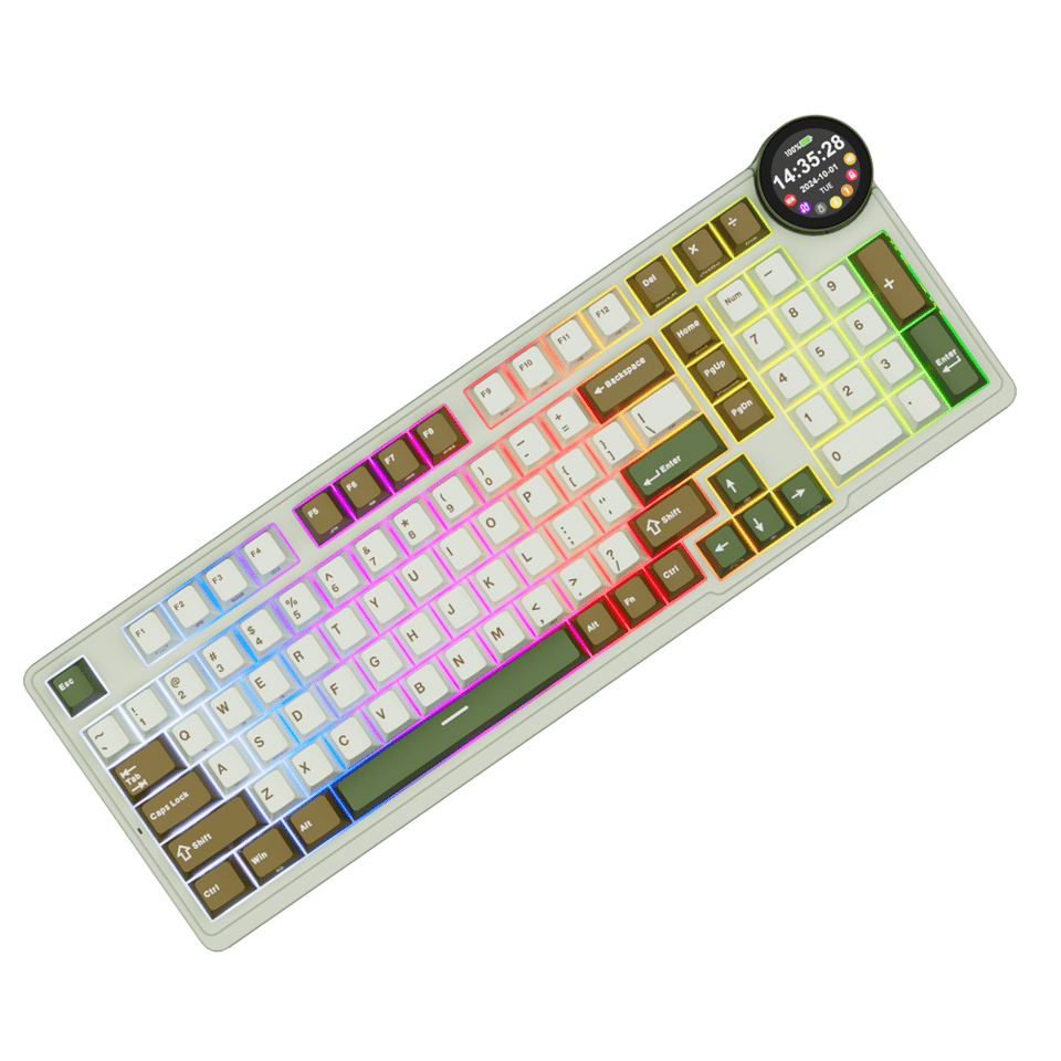 კლავიატურა Royal Kludge RK N99 RGB Mechanical Keyboard, Cream Switch, Hot Swappable, Wireless, USB, Bluetooth, 2.4GHz, Palm Green