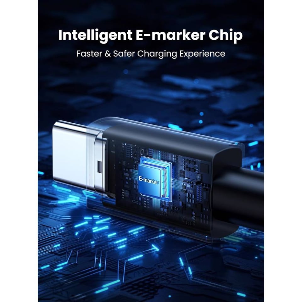 USB კაბელი UGREEN L513 (45068), 240W, Type-C to Type-C PD Fast Charging Cable, 2m, Space Gray