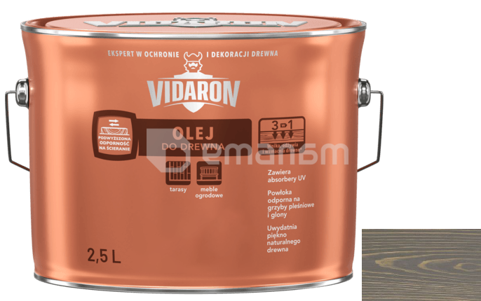 ზეთი ხის Vidaron 2.5 ლ D05 ნაცრისფერი ანტრაციტი