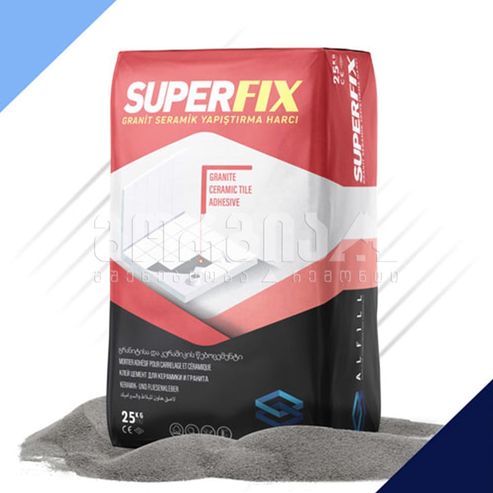 წებო-ცემენტი ALFILL SUPERFIX თეთრი 25 კგ