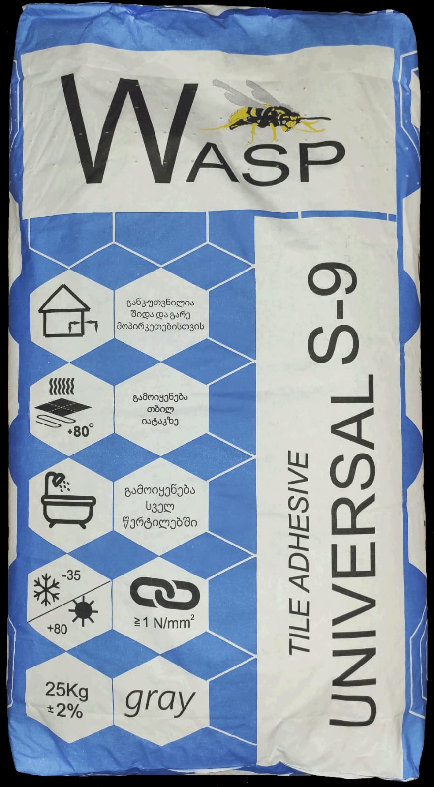 წებო ცემენტი Wasp S9 universal Fibra (ყინვაგამძლე -35°)