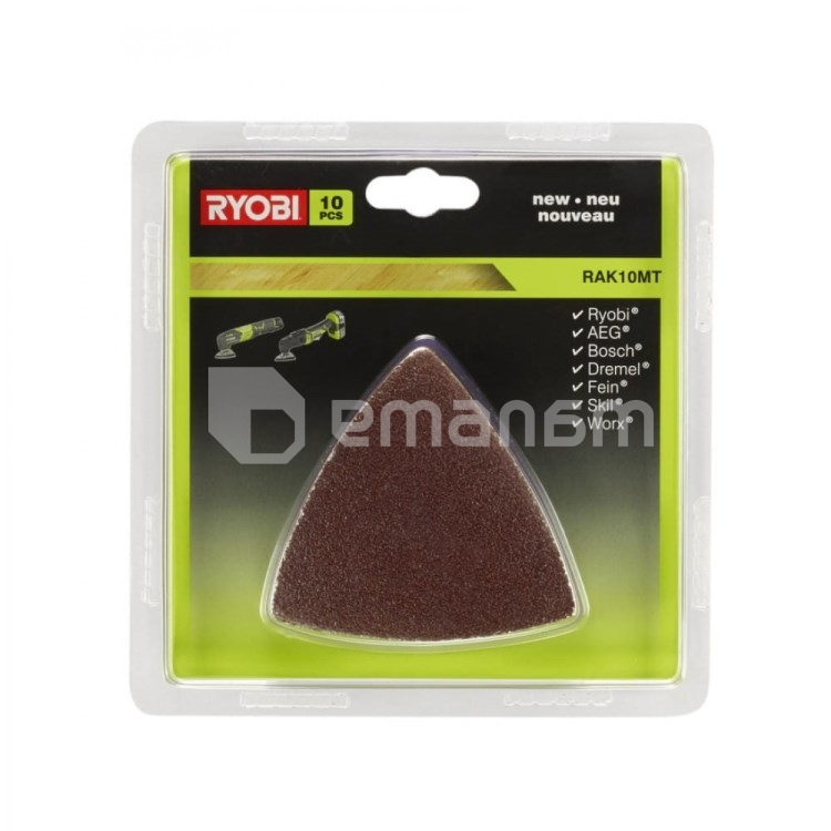 სახეხი ფურცლების ნაკრები მულტიინსტრუმენტისთვის Ryobi RAK10MT 10 ც