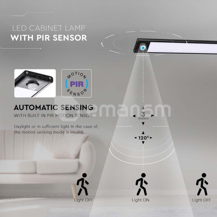 ლედ კაბინეტის განათება LED V-TAC 1.5W 4000K  შავი ფერი  IP20 2959