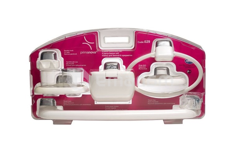 ნაკრები აბაზანის ოთახის Primanova Bathroom Set 6 pcs white