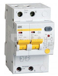 დიფერენციალური ავტომატი AD12M 2R C50 30mA IEK