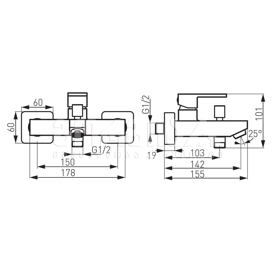 აბაზანის შემრევი შავი ZICCO BZI1BL