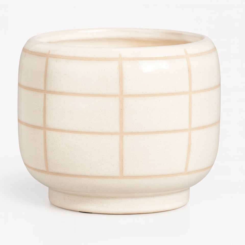 ქოთანი კერამიკული Jake pot round off white - h12,5xd15,5cm