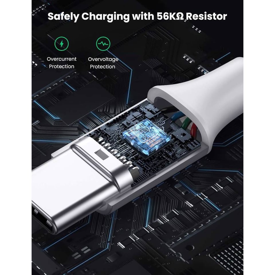USB კაბელი UGREEN US288 (60131), USB-A 2.0 to Type-C Cable Nickel Plating Aluminum Braid, 1m, White