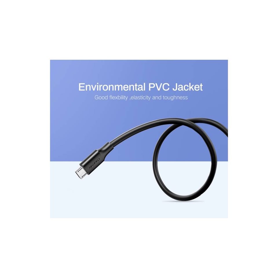 USB კაბელი UGREEN US289 (60136) USB 2.0 to Micro USB, 1m, Black