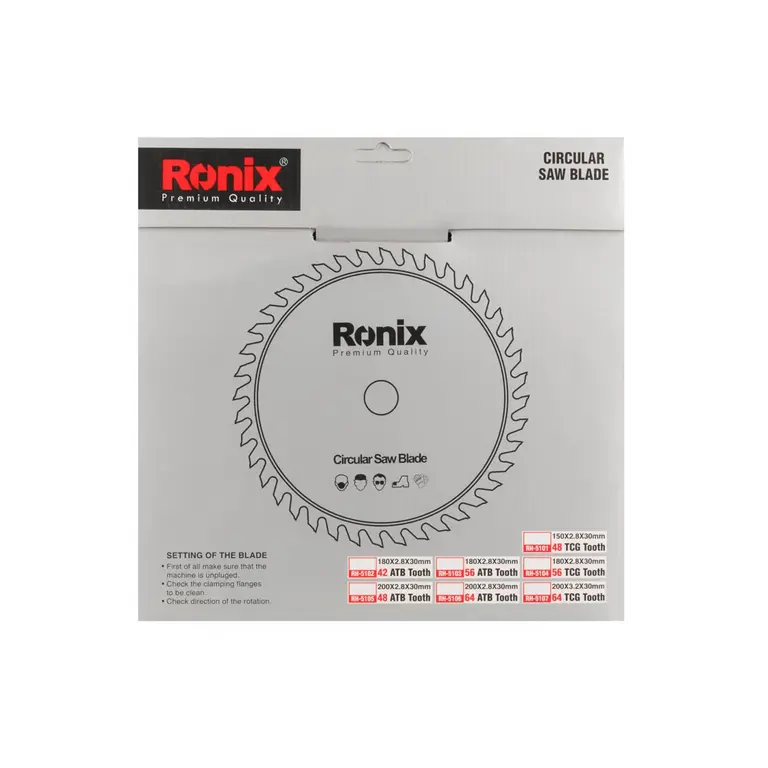 ცირკულარული ხერხის დისკი ATB 64T Ronix RH-5106, 200მმ