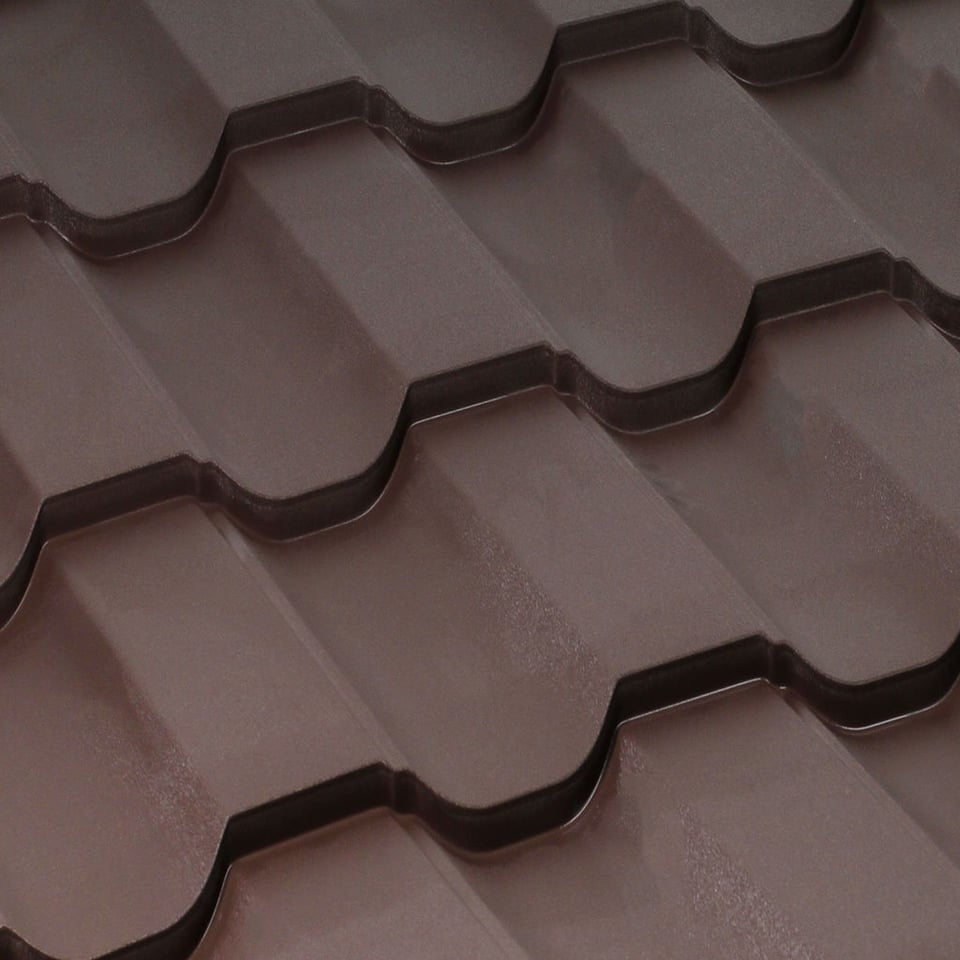 მეტალოკრამიტი ფერადი თუნუქის სახურავი მოდერნი 0.45X1200 ხაოიანი RAL 8019 NOVA