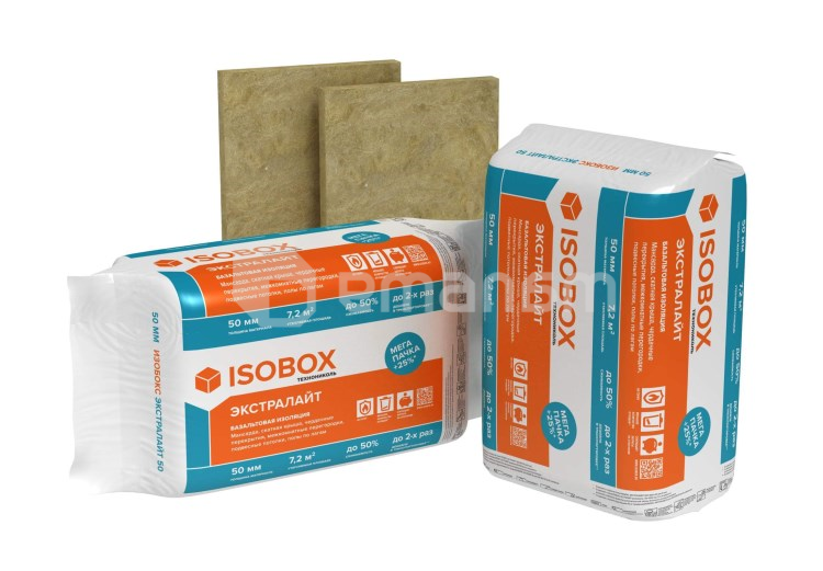 ქვაბამბა Technonicol Isobox Extralite 800x600x50 მმ 7.2 მ²