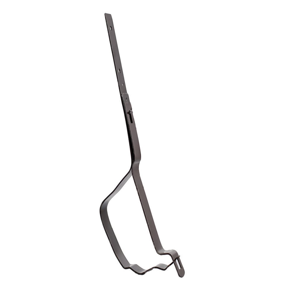 საწვიმარი ღარის სამაგრი 2მმ მოთუთიებული დაფარული საღებავით RAL 8019