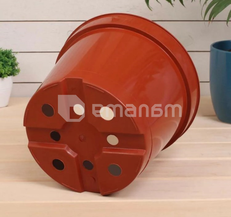 პლასტმასის ქოთანი 18x13,5 (ტერაკოტა) სადრენაჟო სისტემით