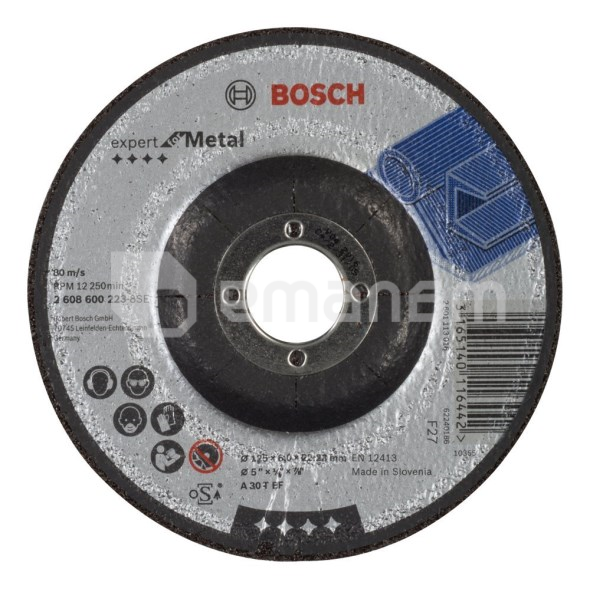 სახეხი დისკი ამოზნექილი ლითონისთვის Bosch Expert for Metal 125x6x22.23 მმ