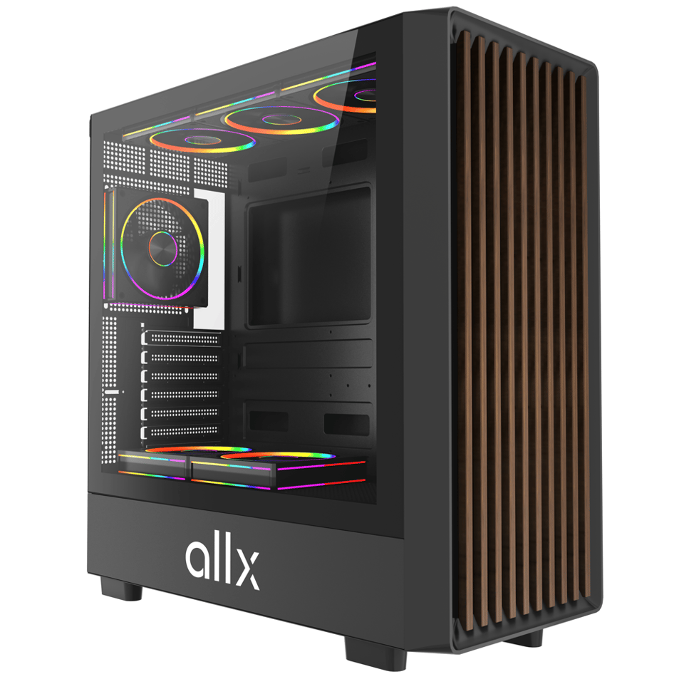 ქეისი ALLX AX-G2147, Computer Case, EATX, ATX, MATX, ITX, USB 3.0, USB, HD Audio, Black/Brown